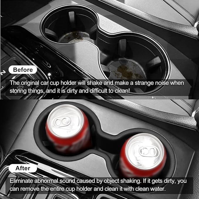 smabee Center Console Cup Holder Insert for Honda Pilot 2023-2026/ Passport 2024-2026/ Ridgeline 2024-2026 Car Accessories TPE Drinks Holder Box Organizer Car Interior Black