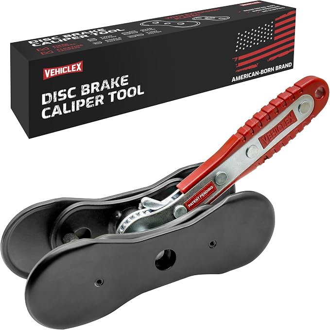 Vehiclex Brake Caliper Compression Tool with Rib-Reinforced Standard and Extended Plates, Ratcheting Brake Pad Spreader and Caliper Piston Compressor Tool for Cars, SUVs, Pickups, and Light Trucks