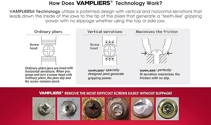 VAMPLIERS 2-PC Stripped Screw Extractor Pliers Gift Set. Made in Japan. 8" Linesman + 6.25" Combination Plier.