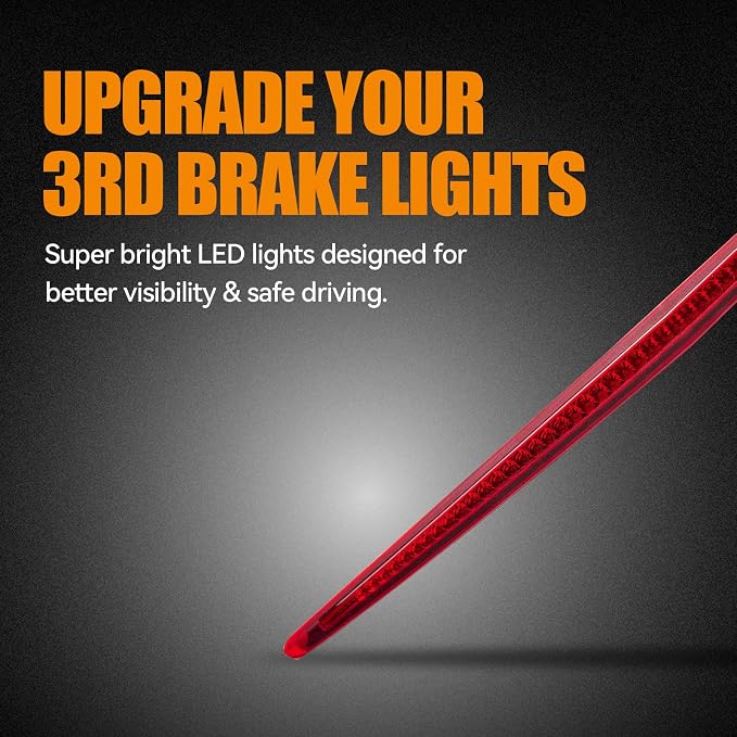 Third 3rd Brake Light LED for 2006-2011 Cadillac DTS, High Mount Rear Brake Lights Assembly for 06-11 Cadillac DTS, Waterproof Center Cab Lamp Stop Light (RED)