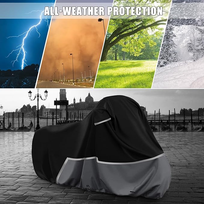Waterproof Motorcycle Cover Replace for Harley Davidson Sport Models, 420D Oxford Cloth Nightster, Sportster Motorcycle Cover with Reflective Strips for Snow Rain Dust Hail Protection
