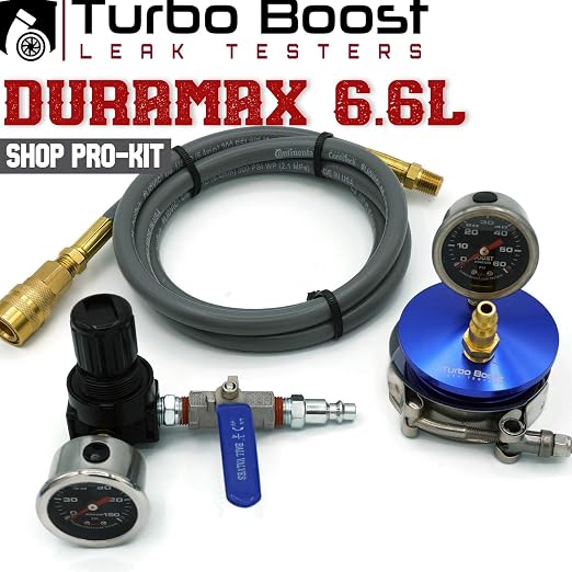 Duramax 6.6L Premium Turbo Boost Leak Tester - Pressure Test to 60 PSI - Billet End Cap w/60 PSI Boost Gauge, Fix P0299 Code Restore Torque! (with 150 PSI Regulator)