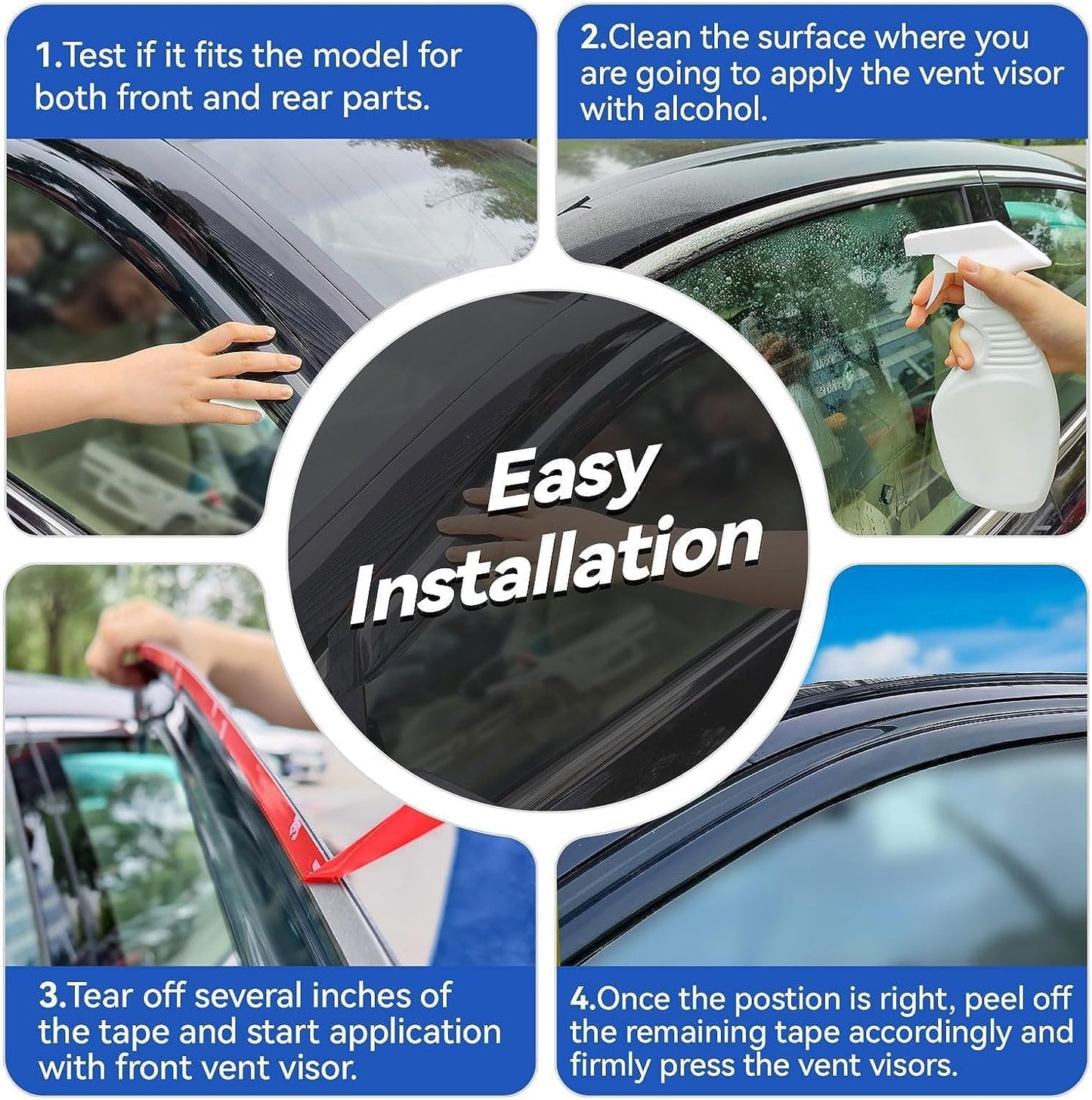 Window Visors Rain Guards for 2015-2025 Ford F150 SuperCrew, Out-Channel Sun Rain Shades Window Vent Deflectors for 2017-2025 F-150 Raptor F250 F350 F450 F550 Super Duty Crew Cab, for Full-Size Cabs