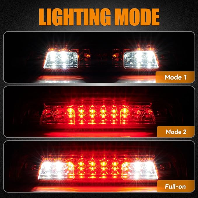 Third 3rd Brake Light LED for 2014-2018 Chevy Silverado/GMC Sierra 1500 2500HD 3500HD, High Mount Rear Brake Lights Assembly, Waterproof Center Cab Cargo Lamp Stop Light (RED)