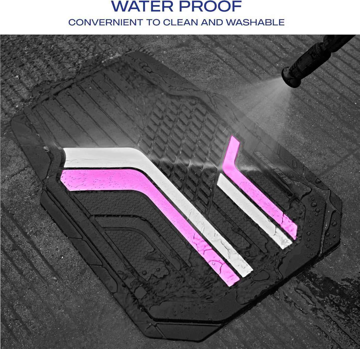 Skechers Heavy Duty Rubber Car Floor Mats,Dual Color Design Floor Mats,All Weather Car Mats,Waterproof Trim To Fit Universal Floor Liner Car Accessories,Automotive Floor Mats For Cars Trucks Suvs,Pink