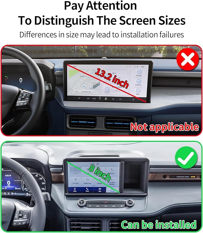 Wireless Charging Car Phone Holder for Ford Maverick 2022-2024, 8" Screen Fixed Clip, 360° Rotation Car Phone Mount Compatible with MagSafe