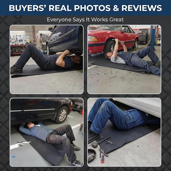 60''x28'' Rolling Creeper Mat with Storage Bag, Foldable Two-Layer Automotive Mechanic Repair Mat, Mechanic Creeper for Low Clearance, Special Roads, Long-Distance Trucks, Mechanics Pad, Black
