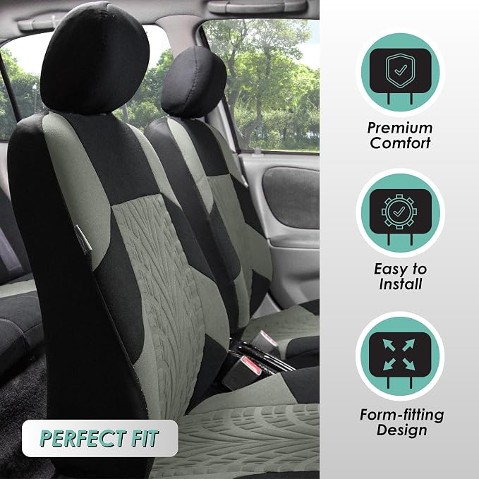 FH Group Three Row Set 7 Seater Gray Travel Master Car Seat Covers, Airbag and Split Rear Car Seat Cover Universal Fit Interior Accessories for Cars Trucks & SUV Automotive Seat Covers