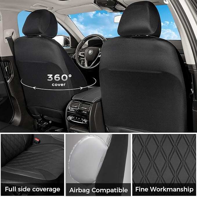 FLORICH Car Seat Covers Front Seat, Leather Seat Covers for Cars Breathable, Car Seat Protector Waterproof, Universal Automotive Seat Covers, Front Car Seat Cover Fit for Most Sedans SUV Pick-up Truck