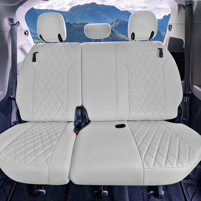 FH Group Custom Fit Car Seat Covers Specifically Made for Toyota Sienna 2021-2024, Solid Gray Ultraflex Neoprene 3rd Row Set Automotive Seat Covers, 7-8 Seater SUV Seat Covers, Toyota Accessories
