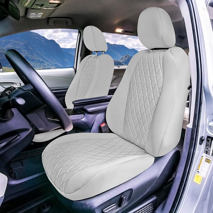 FH Group Custom Fit Car Seat Covers Specifically Made for Toyota Sienna 2021-2024, Solid Gray Ultraflex Neoprene Front Set Automotive Seat Covers, 7-8 Seater SUV Seat Covers, Toyota Accessories