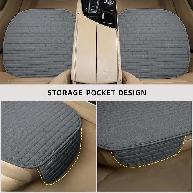 Dark Gray Back Seat Cover, Rear Car Seat Cover for Cars Truck SUV, Seat Covers with Storage Pocket(Dark Gray-Back Seat)