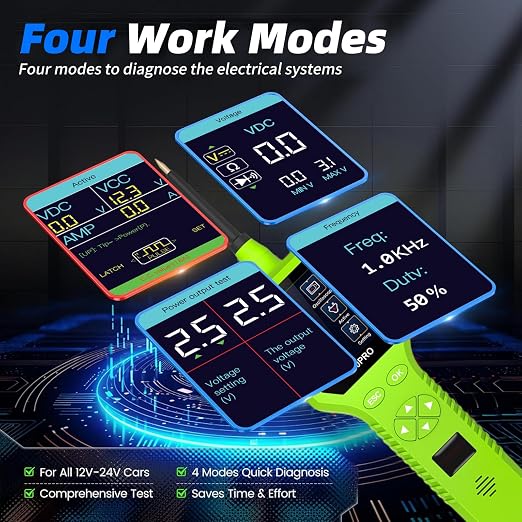 Intelligent Automotive Circuit Tester 9V-30V Vehicle Electrical System Tester with 2.4 Inch LCD Screen, Multimeter Oscilloscope Function for Car Circuit Detection