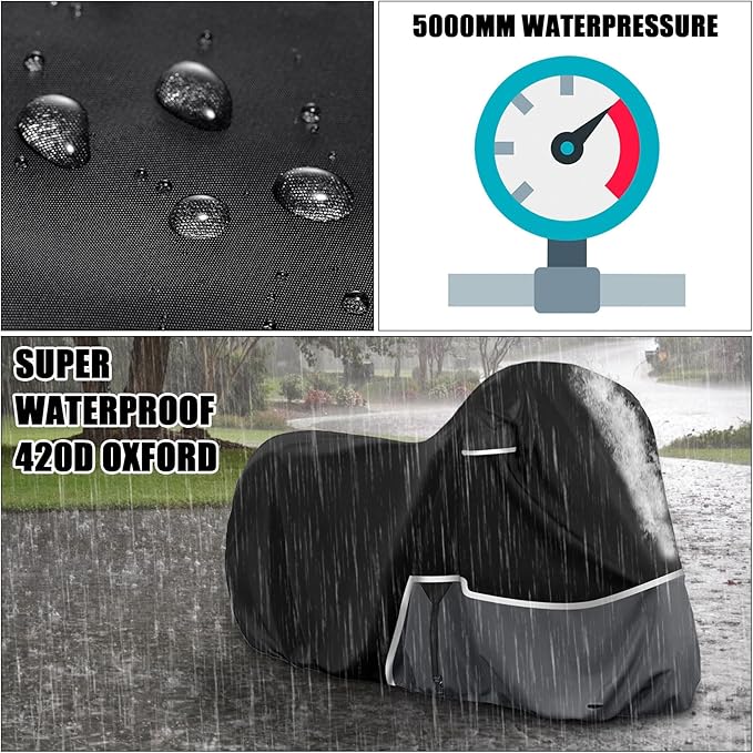 Waterproof Motorcycle Cover Replace for Kawasaki Ninja 400 500 650 Z900 Zx6r Street Without Trunk Model, 420D Oxford Cloth Motorcycle Cover for Snow Rain Dust Protection