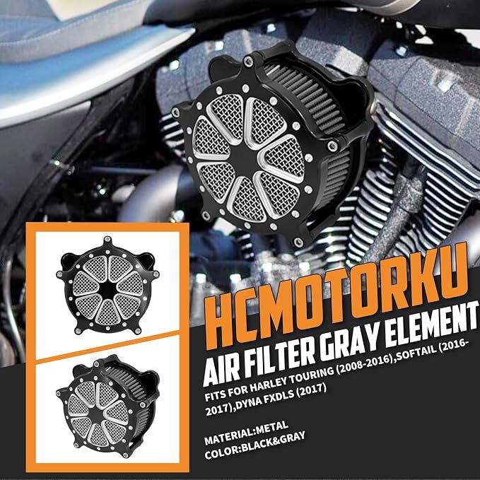 Motorcyle Air Cleaner Filter Fit for Harley Touring street glide road king electra tri trike Dyna Softail Sportster XL (C For Touring 08-16,Softail 16-17,Trike 08-16)