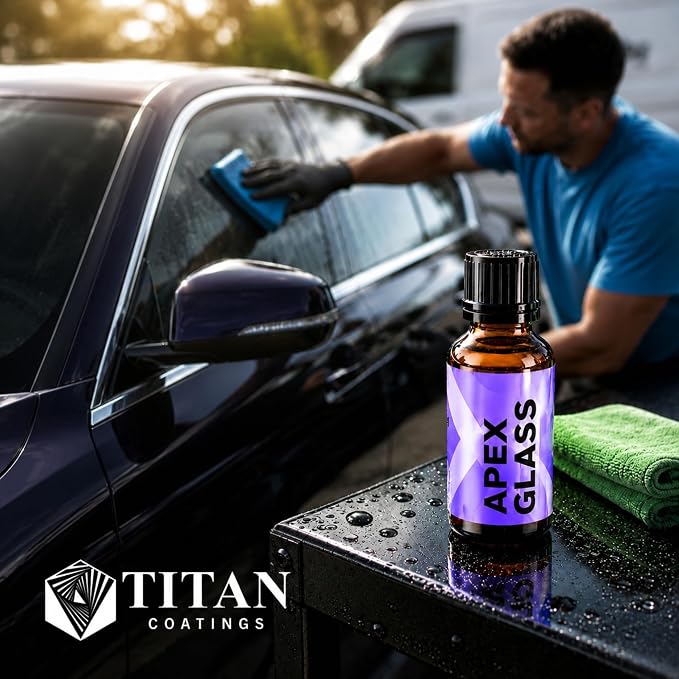 Apex Glass 50ml Hydrophobic Ceramic Coating - Professional Rain Repellent for Windshields & Windows - Long Lasting Nano Silica Protection Kit with Applicator & Microfiber USA