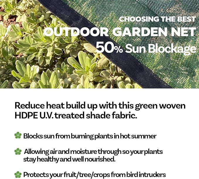 Alion Home HDPE 50% Sun Block Garden Netting Mesh (6'x9'10'', Green)