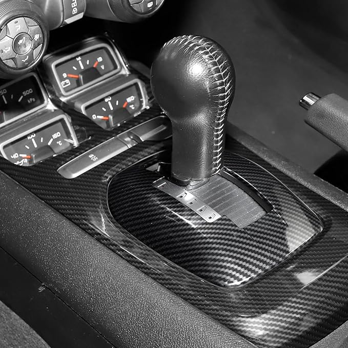 RT-TCZ Carbon Fiber Center Console Gear Shift Panel Cover Trim Kit Interior Accessories for Chevy Camaro 2010-2015,2PCS