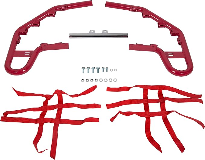 ALMULOO Nerf Bar W/Nets Compatible with 1987-2004 Yamaha Warrior 350 YFM350X Side Steps Aluminium Steel Cloth Powder Coated Chrome
