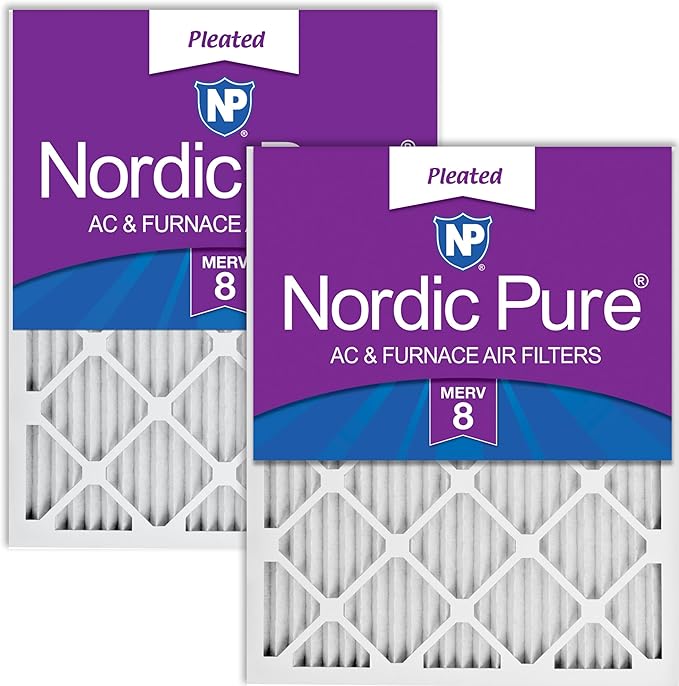 Nordic Pure 16x20x1 (Actual Size: 15 1/2 x 19 1/2 x 3/4) Pleated MERV 8 Air Filters 2 Pack