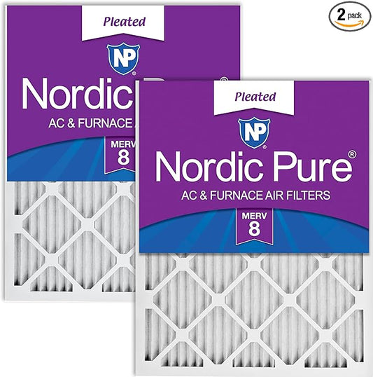 Nordic Pure 10x20x1 (Actual Size: 9 1/2 x 19 1/2 x 3/4) Pleated MERV 8 Air Filters 2 Pack