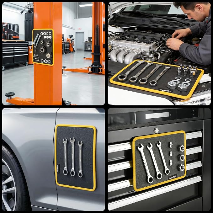 GRENPRO Magnetic Tool Mat 2-Pack, Non-Slip Magnetic Tool Organizer & Telescoping, Heavy-Duty Tool Pad for Mechanics, Garage, Workshop & Auto Repair