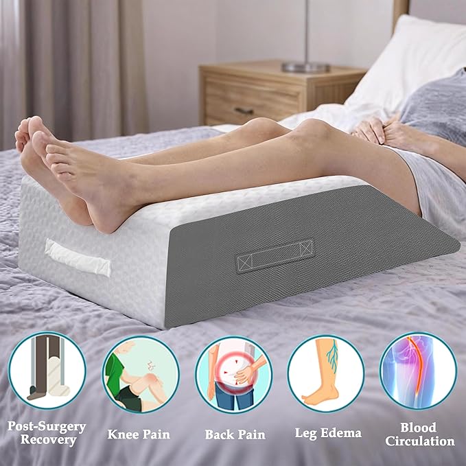 8" Leg Elevation Pillows Memory Foam Leg Support Bed Wedge Pillow Leg Elevated for Sleeping, Leg Pillows Good for Back& Knee& Hip& Ankles