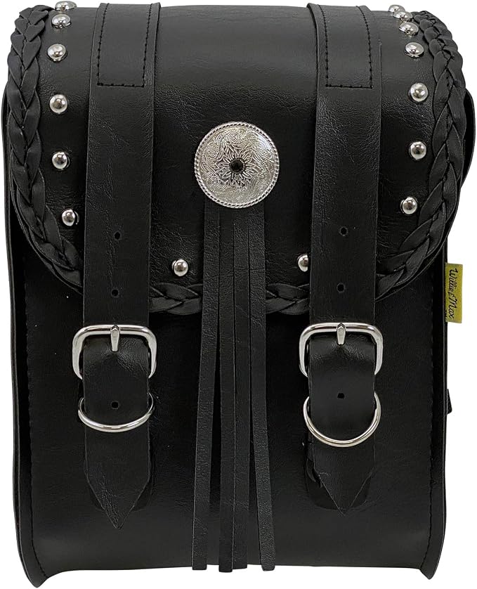 Dowco Willie & Max 58431-00 Warrior Series: Synthetic Leather Motorcycle Sissy Bar Bag, Black, Universal Fit, 6 Liter Capacity
