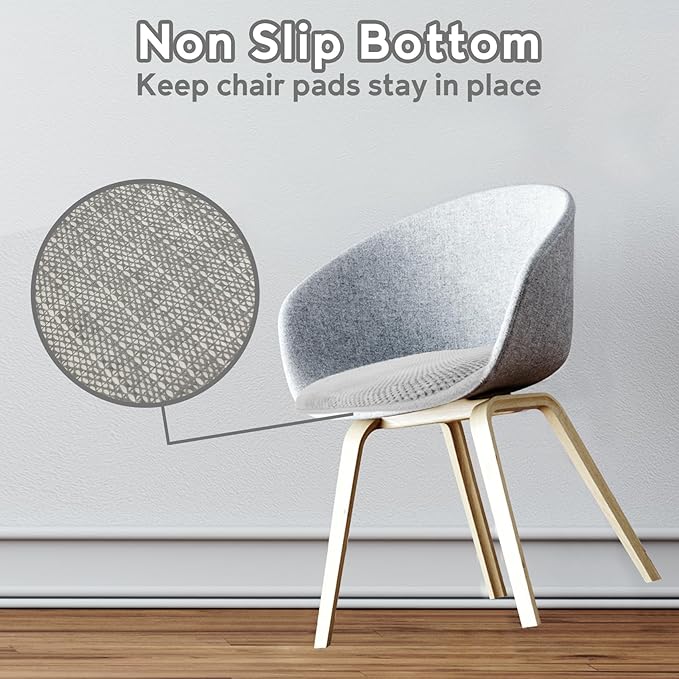 Silver Grey Kitchen Chairs Cushions Non Slip Foam Office Seat Cushions Washable Soft Thick Pads Large Wooden Metal Tapered Dining Chair Cushions,17" x 15"