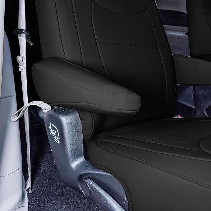 FH Group Custom Fit Car Seat Cover Specefically Made for Chrysler Pacifica 2017-2024 - 2nd Row Set Non Hybrid, Faux Leather, Black