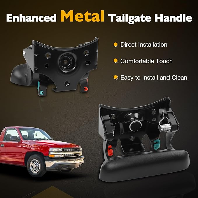 Gledewen Backup Camera Tailgate Handle & 4.3 inch LCD Rear View Mirror Monitor, Upgraded Metal Tailgate Latch, Compatible with 1999-2006 Chevy Silverado/GMC Sierra 1500 2500 3500, Replace 15997911