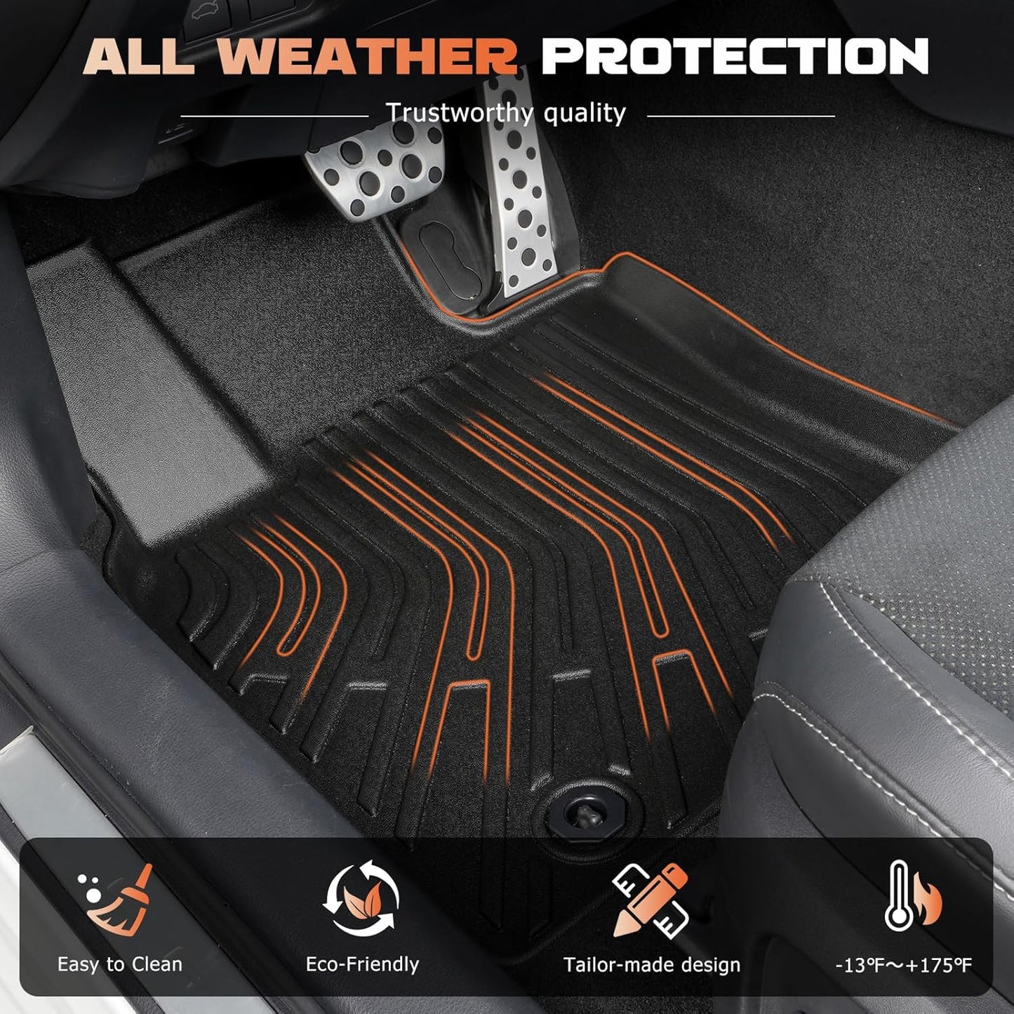 Floor Mats & Cargo Liner Compatible with Dodge Hornet GT& GT Plus& R/T Plug-in Hybrid 2023 2024 2025, All Weather Protection TPE Anti-Slip Waterproof Automotive Full Set Custom Car Mats Accessories