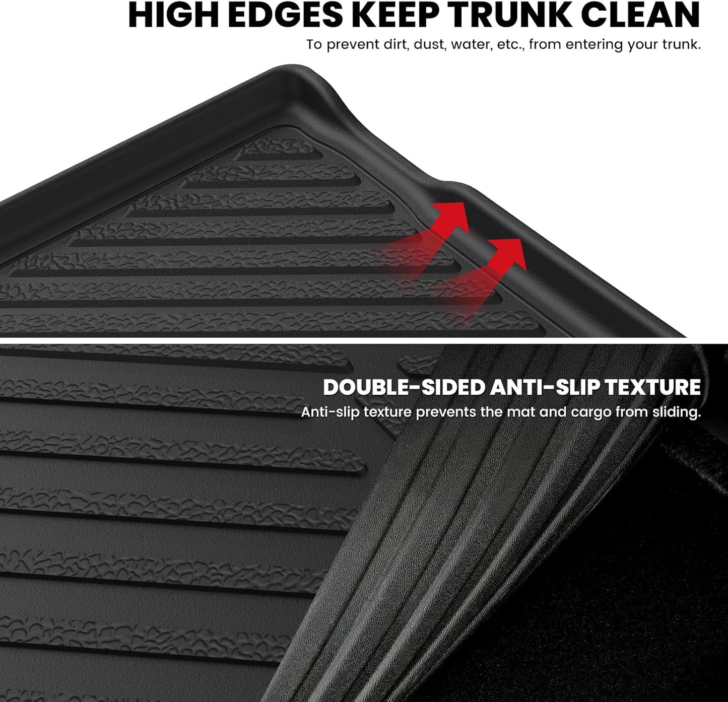 LASFIT Cargo Mat for Jeep Renegade 2015-2023 Upper Position, All Weather TPE Custom Fit Trunk Mat Cargo Liner Trunk Liner, Black