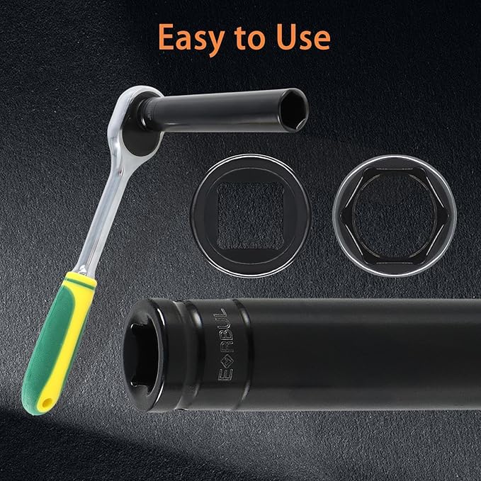 EVRBUL 3/4" Socket Truck Cage Bolt Socket Tool Removal Puller Cagebolt Release Bolt Removal Tool Compatible with Truck Air Brakes with 800921 Cage Bolt, Extra Deep 3/4" Socket 1/2" Drive