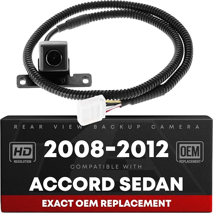 Rear View Backup Camera, Reverse Park Assist - Compatible with 2008-2012 Honda Accord Sedan - OEM 08A776K1000, HO1960144