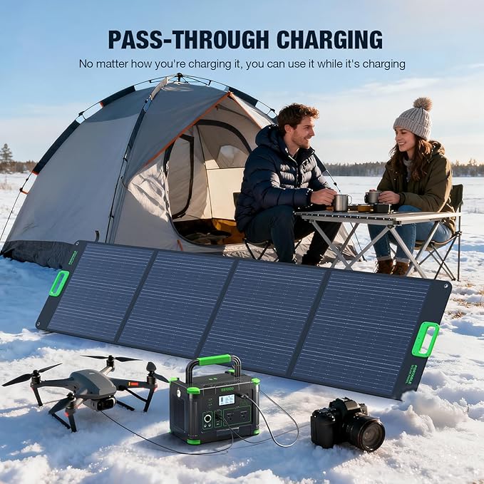 Portable Power Station 1000W (Peak 2000W), 999Wh Solar Generator with 110V Pure Sine Wave AC Outlet, 60W USB-C PD, 10 Ports for Camping RV Van Home Backup Emergency Off-Grid Living