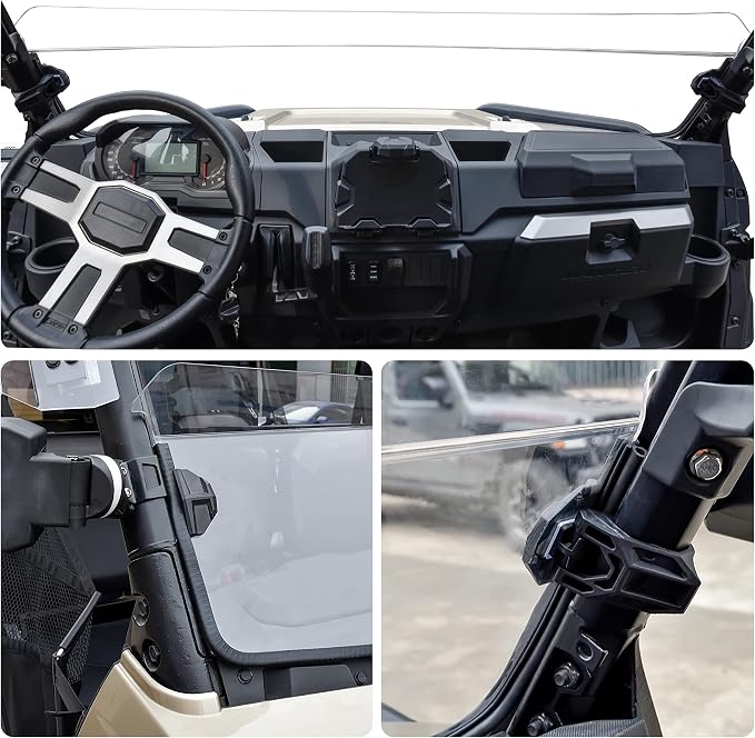 SAUTVS Front Half Windshield for Ranger XP 1000 2017-2026, Replace #2883301 | Lightly Dustproof Durable PC Clear Half Windscreen for Polaris Ranger XP 1000 / 900 / Crew / Diesel 2017-2026