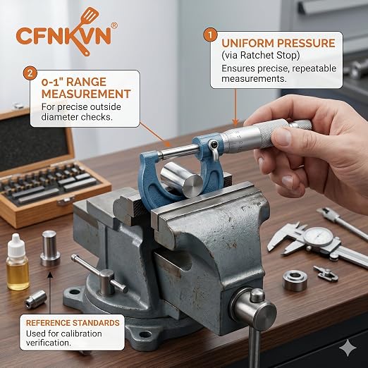0-1" Micrometer, 0.0001" Precision Outside Tool with Ratchet Stop | Replacement for 103-131 – 0-1" outside micrometer with 0.0001" vernier resolution for precision shop & lab measurements.