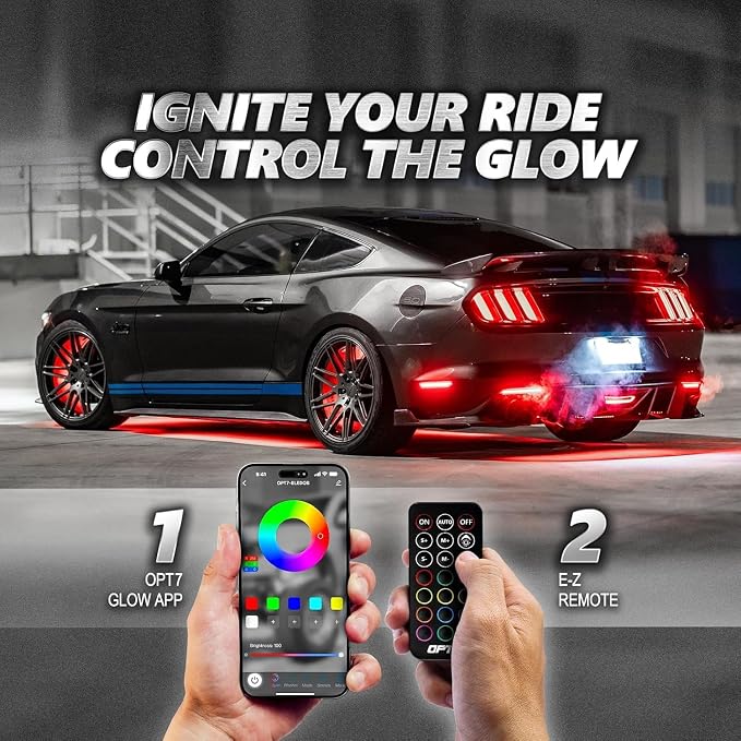 OPT7 Aura Pro Wheel Lights & Grille Lights LED Bundle Kit with App & Remote Control, Multicolor Modes, Music Sync Exterior Decor Accessories for Car Truck RV SUV
