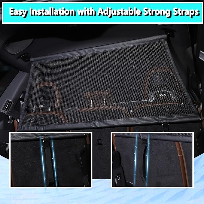 Pet Restraint Net Dog Fence Car Backseat Divider Vehicle Gate Cargo Area Travel Trunk Mesh Net Screen for Volvo XC90 2015 2016 2017 2018 2019 2020 2021 2022 2023 2024 2025+ (Black, for XC90 2015+)