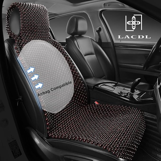 LACDL Beaded Seat Covers for Truck, Trailer, Van, RV, Car Seat Cooling Cover, Auto Ventilated Seat Cushion, Wood Breathable Car Seat Beads, Seat Cooler Pad Sweat Protector for Summer, Dark Red