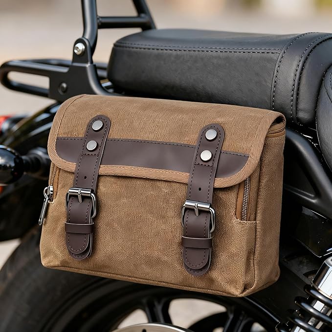 Motorcycle Bags Vintage Motorcycle Tool Bag Waterproof Messenger Bag Bike Tank Bag Saddle Bag Canvas Sissy Bar Bag Handlebar Bag for Powersports Camera Bag Gift for Men