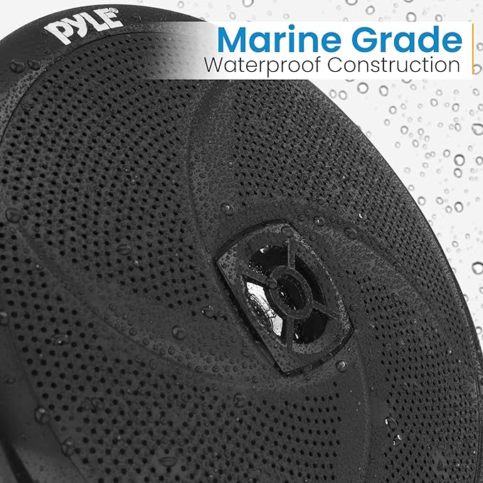 PyleUsa Marine Vehicle Speakers - Dual 2-Way 320W 4 Ohm Low Profile Waterproof Car Component Speaker System, 8 Oz Magnet, Voice Coil, for Custom Audio Boat, Truck, Watercraft, Mobile, Off-Road (Black)