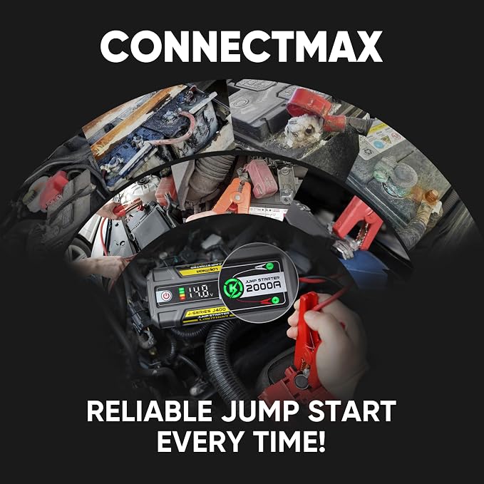 LOKITHOR J400 Jump Starter - 12V 2000A Lithium Battery Jump Pack, Portable Jump Box, Car Starter, Jumper Cables - for Up to 8.0L Gas & 6.0L Diesel Engines | ConnectMax Tech - Smart Digital Display