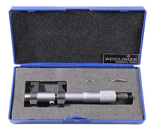 Accusize Industrial Tools 2-3'' by 0.001'' Inside Micrometer in Fitted Case, Satin Chrome Finished, Eg00-3223 | Range: 2-3", Graduation: 0.001", Accuracy: 0.00028", Resolution: 0.0001", Satin Chrome Finish