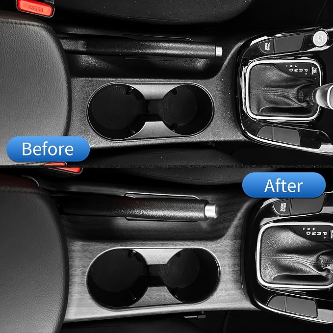 2PCS Cup Holder Trim Cover Compatible with Kia Soul 2020-2026 Accessories,Not for Electronic Handbrake Version (Wood Grain)
