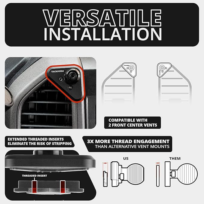 Tackform Link Vent Phone Mount Compatible with 2015-2020 Ford F-150, 2017-2021 Super Duty, 2018-2021 Expedition | Aluminum | Universal Holder Compatible with iPhone, Galaxy, More | Orange Knob