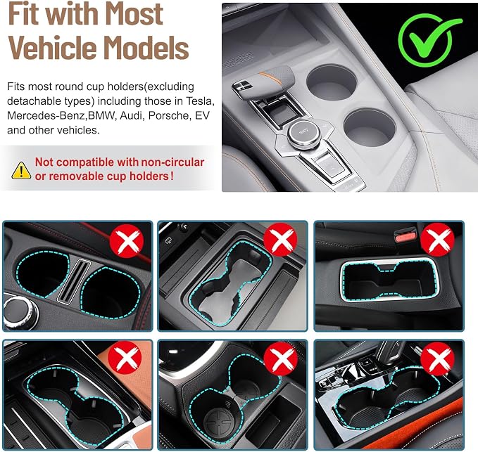 Car Tray Table & Car Desk for Laptop with 2 Risers and Anti-Slip Pad, 360° Rotating Cup Holder for Working and Eating Compatible with Tesla Model 3/Y/S, Ford F150/Explorer/Maverick & Most Vehicles/EV