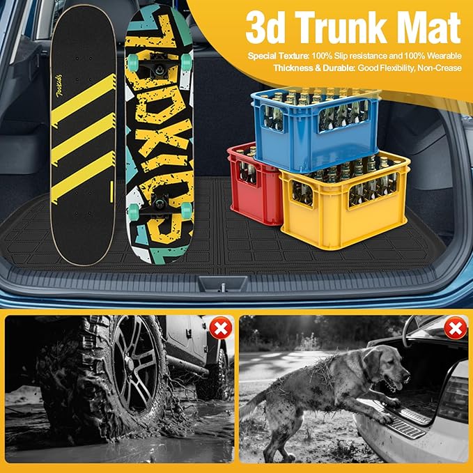 Trunk Liner Cargo Liners for Subaru Corsstrek 2018-2023 and 2017-2023 Subaru Impreza Rear Trunk Floor Mats 3D Boot Tray All-Weather TPE Black