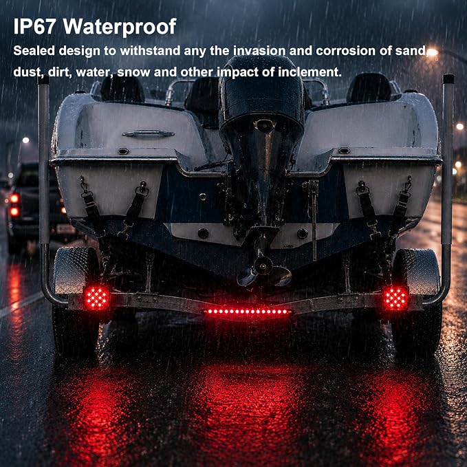 LIMICAR LED Boat Trailer Lights Kit, Submersible LED Trailer Light Kit for Utility Trailer w/25FT Wire Harness, Stop Turn Tail Brake License Plate Side Marker Lights, IP67 Waterproof for Boat RV Truck